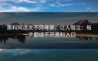 黑料网这次不同寻常，让人啜泣：每一步都绕不开黑料入口