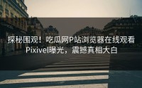 探秘围观！吃瓜网P站浏览器在线观看Pixivel曝光，震撼真相大白
