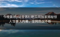 今晚震撼p站全名！吃瓜网独家揭秘惊人当事人内幕，全网热议不断