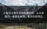 从每日大赛吃瓜到数据对照：从头到尾捋一遍更能解释，看完你就明白