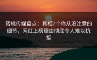 蜜桃传媒盘点：真相7个你从没注意的细节，网红上榜理由彻底令人难以抗拒