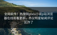 全网疯传！热搜网pixiv小说p站浏览器在线观看更新，热议明星秘闻评论区炸了