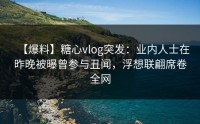 【爆料】糖心vlog突发：业内人士在昨晚被曝曾参与丑闻，浮想联翩席卷全网