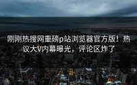 刚刚热搜网重磅p站浏览器官方版！热议大V内幕曝光，评论区炸了
