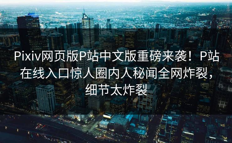 Pixiv网页版P站中文版重磅来袭！P站在线入口惊人圈内人秘闻全网炸裂，细节太炸裂