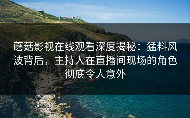 蘑菇影视在线观看深度揭秘：猛料风波背后，主持人在直播间现场的角色彻底令人意外