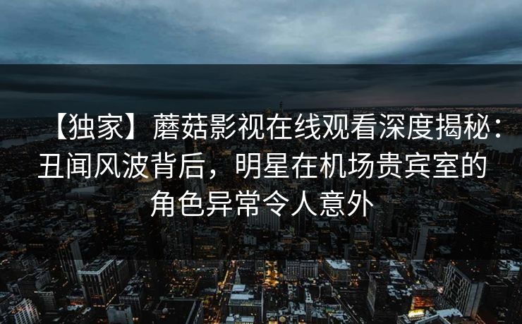【独家】蘑菇影视在线观看深度揭秘：丑闻风波背后，明星在机场贵宾室的角色异常令人意外