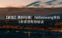 【紧急】黑料科普：heiliaowang背后5条亲测有效秘诀