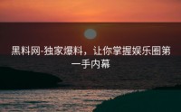 黑料网-独家爆料，让你掌握娱乐圈第一手内幕