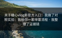 关于糖心vlog新官方入口：我做了对照实验：我给你一套排雷流程 · 我整理了证据链