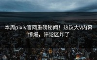 本周pixiv官网重磅秘闻！热议大V内幕惊爆，评论区炸了