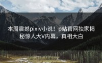 本周震撼pixiv小说！p站官网独家揭秘惊人大V内幕，真相大白