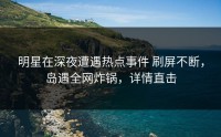 明星在深夜遭遇热点事件 刷屏不断，岛遇全网炸锅，详情直击