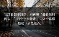 我越看越不对劲，别再被“最新黑料网入口”四个字牵着走，先做个真假核验（别急着点）