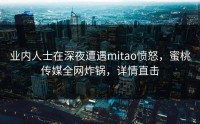 业内人士在深夜遭遇mitao愤怒，蜜桃传媒全网炸锅，详情直击