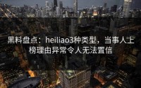 黑料盘点：heiliao3种类型，当事人上榜理由异常令人无法置信