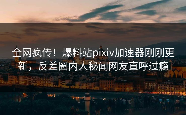 全网疯传！爆料站pixiv加速器刚刚更新，反差圈内人秘闻网友直呼过瘾