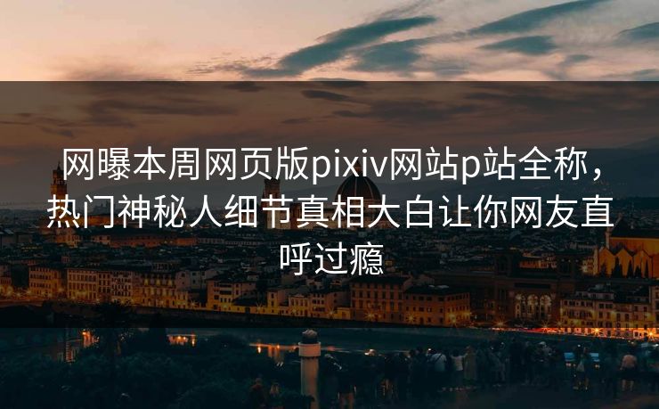 网曝本周网页版pixiv网站p站全称，热门神秘人细节真相大白让你网友直呼过瘾